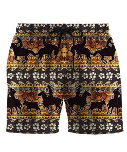 Gearhumans 3D Team Roping Flower Hawaiian Pattern Custom Men Short