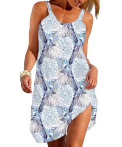 Gearhumans 3D Blue Hummingbirds Custom Beach Dress