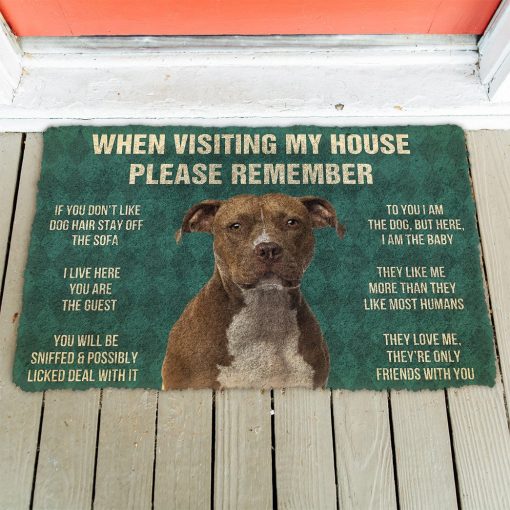 Gearhumans 3D Please Remember American Staffordshire Terrier Dogs House Rules Custom Doormat - Image 3