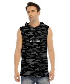 Gearhumans 3D No Excuses Custom Sleeveless Hooded Vest