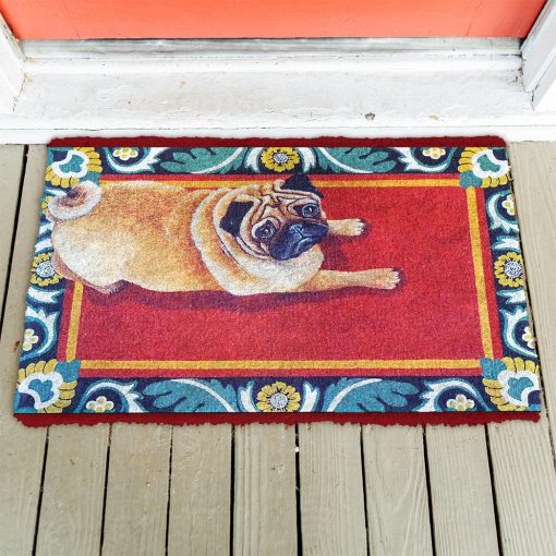 Gearhumans 3D Happy Pug Custom Doormat