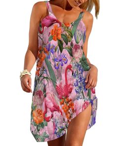 Gearhumans 3D The Beauti Of Flamingo Custom Beach Dress