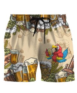 Gearhumans 3D Parrot and Beer Custom Men Short