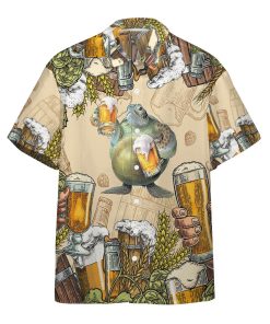 Gearhumans 3D Turtle and Beer Custom Hawaii Shirt