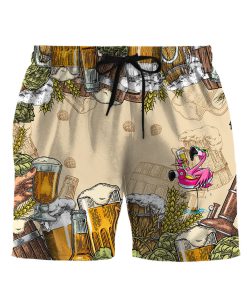 Gearhumans 3D Flamingo and Beer Custom Men Short