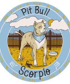 Gearhumans 3D Pit Bull Dog Scorpio Zodiac Sign Custom Round Rug