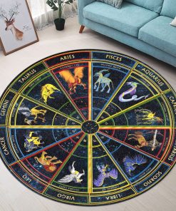 Gearhumans 3D Zodiac Signs Circle Custom Round Rug