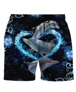 Gearhumans 3D Beautiful Dolphins Custom Beach Short