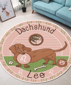 Gearhumans 3D Dachshund Dog Leo Zodiac Sign Custom Round Rug