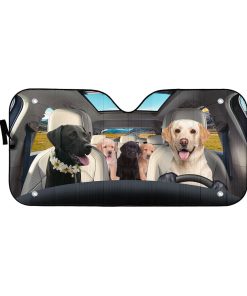 Gearhumans 3D Labrador Retriever Family Custom Car Auto Sunshade