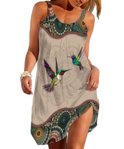 Gearhumans 3D Mandala Hummingbird Custom Beach Dress