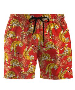 Gearhumans 3D Tiger Fancy Red Custom Men Shorts