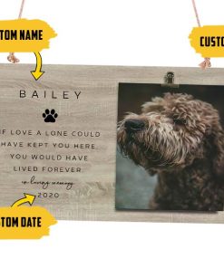 Gearhumans 3D In Loving Memory Pet Loss Gift Custom Photo Custom Name Custom Date Custom Photo Woodiness Square Door Plate Sign