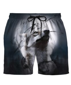 Gearhumans 3D The Lone Wolf And The Moon Custom Men Shorts