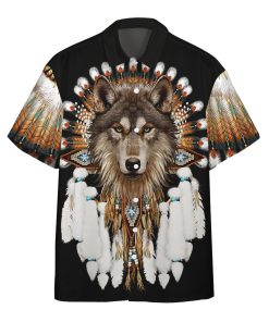 Gearhumans 3D Native Wolf Custom Hawaii Shirt