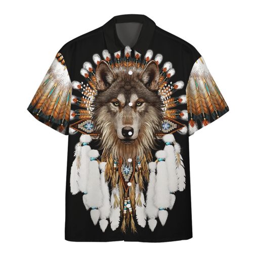 Gearhumans 3D Native Wolf Custom Hawaii Shirt