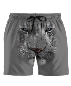 Gearhumans 3D White Tiger Custom Beach Short
