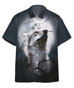 Gearhumans 3D The Lone Wolf And The Moon Custom Hawaii Shirt