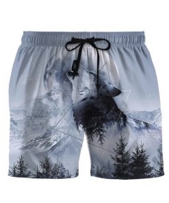 Gearhumans 3D Howl With The Wolf Custom Men Shorts