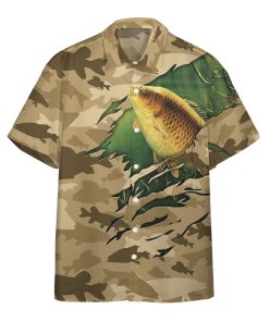Gearhumans 3D Fishing American Flag Camo Pattern Custom Hawaii Shirt