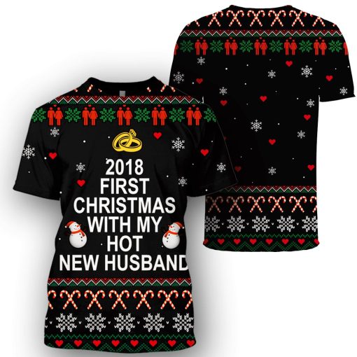 2018 First Christmas With My Hot New Husband Custom T-shirt - Hoodies Apparel HD-UGL110208 3D Custom Fleece Hoodies
