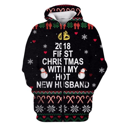 2018 First Christmas With My Hot New Husband Custom T-shirt - Hoodies Apparel HD-UGL110208 3D Custom Fleece Hoodies Zip Hoodie S
