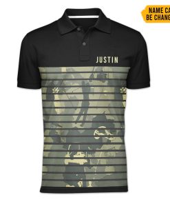 Gearhumans 3D Golfing Camouflaged Horizontal Stripes Custom Name Polo Shirt