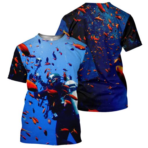 Gearhumans Golden Fish Scuba Diving - 3D All Over Printed Shirt - Image 3