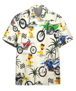 Gearhumans 3D Duck Motor Racing Custom Hawaii Shirt