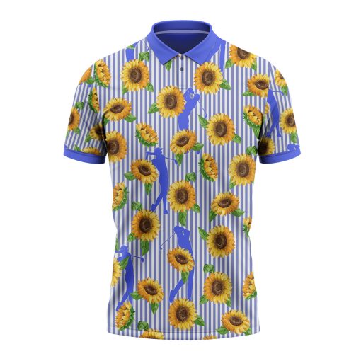 Gearhumans 3D Golfaholic Sunflowers Custom Polo Shirt