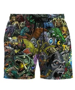 Gearhumans 3D Gadzillo Collage Kaiju Monsters Custom Men Short