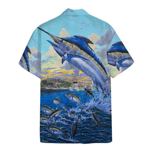 Gearhumans 3D BLue Marlin Custom Hawaii Shirt - Image 2