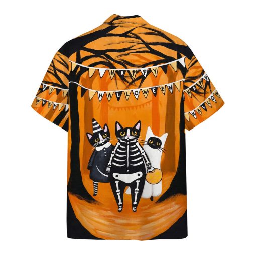Gearhumans 3D Happy Halloween Black Cats Want Candy Custom Short Sleeves Shirt - Image 2