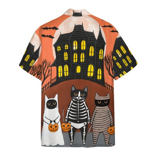 Gearhumans 3D Happy Halloween You Go First Black Cats Custom Short Sleeves Shirt 2 Gearhumans 3D Happy Halloween You Go First Black Cats Custom Short Sleeves Shirt - Image 2