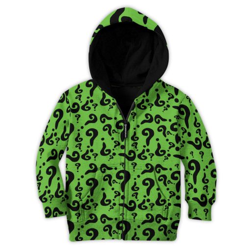 Gearhumans 3D DC The Riddler Custom Kid Hoodie 4 Gearhumans 3D DC The Riddler Custom Kid Hoodie - Image 4