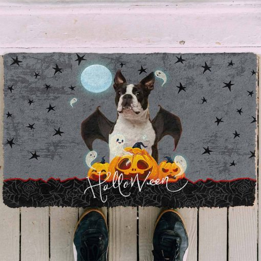 Gearhumans 3D Halloween Vampire Boston Terrier Custom Doormat - Image 3