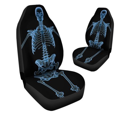 Gearhumans 3D Halloween Skeleton Custom Car Seat Covers - Image 2