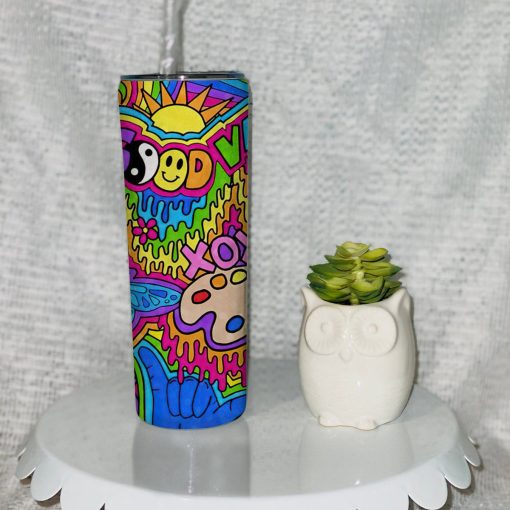 Gearhumans 3D Hippie Vibes Custom Glitter Tumbler