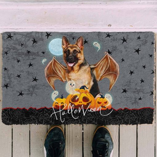 Gearhumans 3D Halloween Vampire German Shepherd Custom Doormat 4 Gearhumans 3D Halloween Vampire German Shepherd Custom Doormat - Image 3