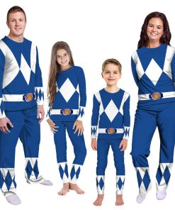 Gearhumans 3D Mighty Morphins Power Ranger Blue Custom Family Pajamas