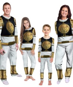 Gearhumans 3D Mighty Morphins Power Ranger White Custom Family Pajamas