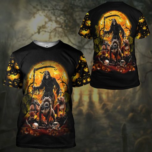 Gearhumans 3D The Dead And Pitbull Halloween Custom Hoodie Tshirt Apparel