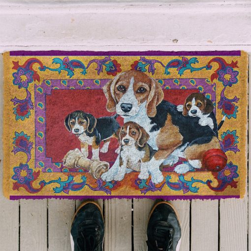 Gearhumans 3D Happy Beagle Custom Doormat - Image 4