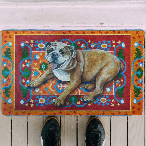 Gearhumans 3D Happy Bulldog Custom Doormat