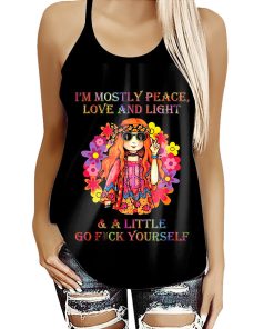 Gearhumans 3D I Am Mostly Peace Love And Light Custom Cross Tank Top