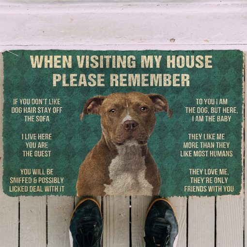 Gearhumans 3D Please Remember American Staffordshire Terrier Dogs House Rules Custom Doormat - Image 2
