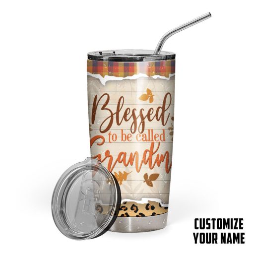 Gearhumans 3D Grandparents Day Blessed To Be Called Grandma Custom Name Design Vacuum Insulated Tumbler - Image 2