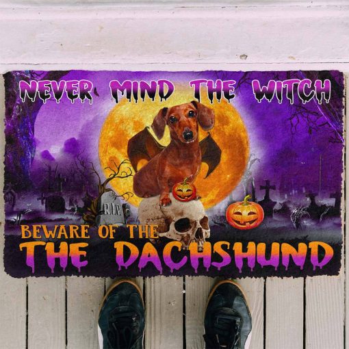 Gearhumans 3D Beware Of Halloween Vampire Dachshund Custom Doormat 4 Gearhumans 3D Beware Of Halloween Vampire Dachshund Custom Doormat - Image 3