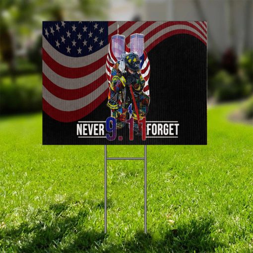 Gearhumans 3D Firefighter Patriot Day Never Forget Custom Yard Sign - Image 2