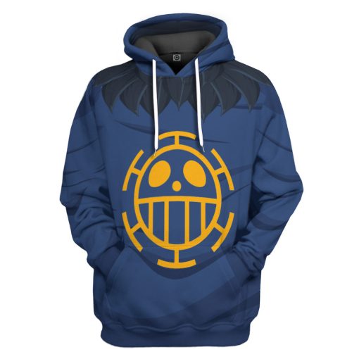 Gearhumans 3D One Piece Trafalgar DW ater Law Custom Hoodie Tshirt Apparel